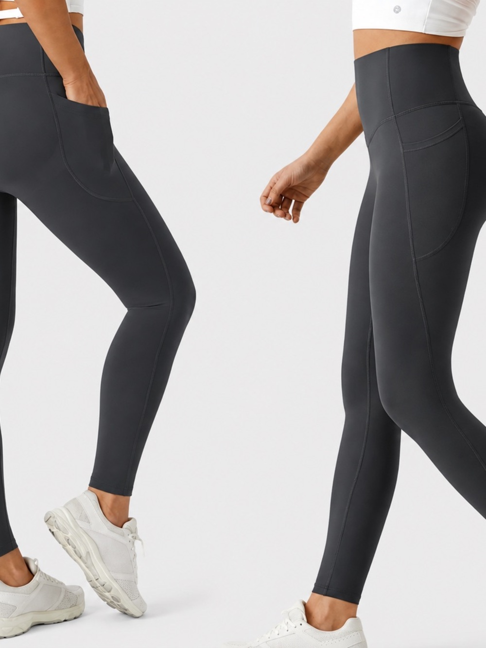 HALARA High-Waist Pocket Leggings in charcoal gray